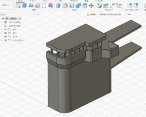 Fusion 360 screenshot showing window openings cut into the 1/150 IJN destroyer Yukikaze bridge superstructure by subtractive cutouts rather than modeling individual window pillars