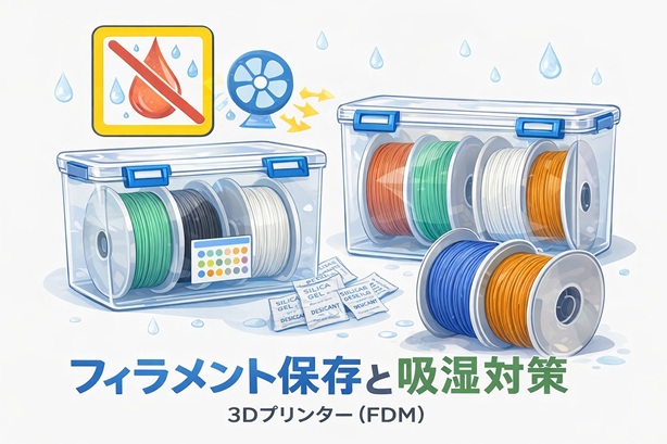 3Dプリンターのフィラメント保存方法まとめ | 湿気を避ける保存容器・乾燥剤・ジップロック運用