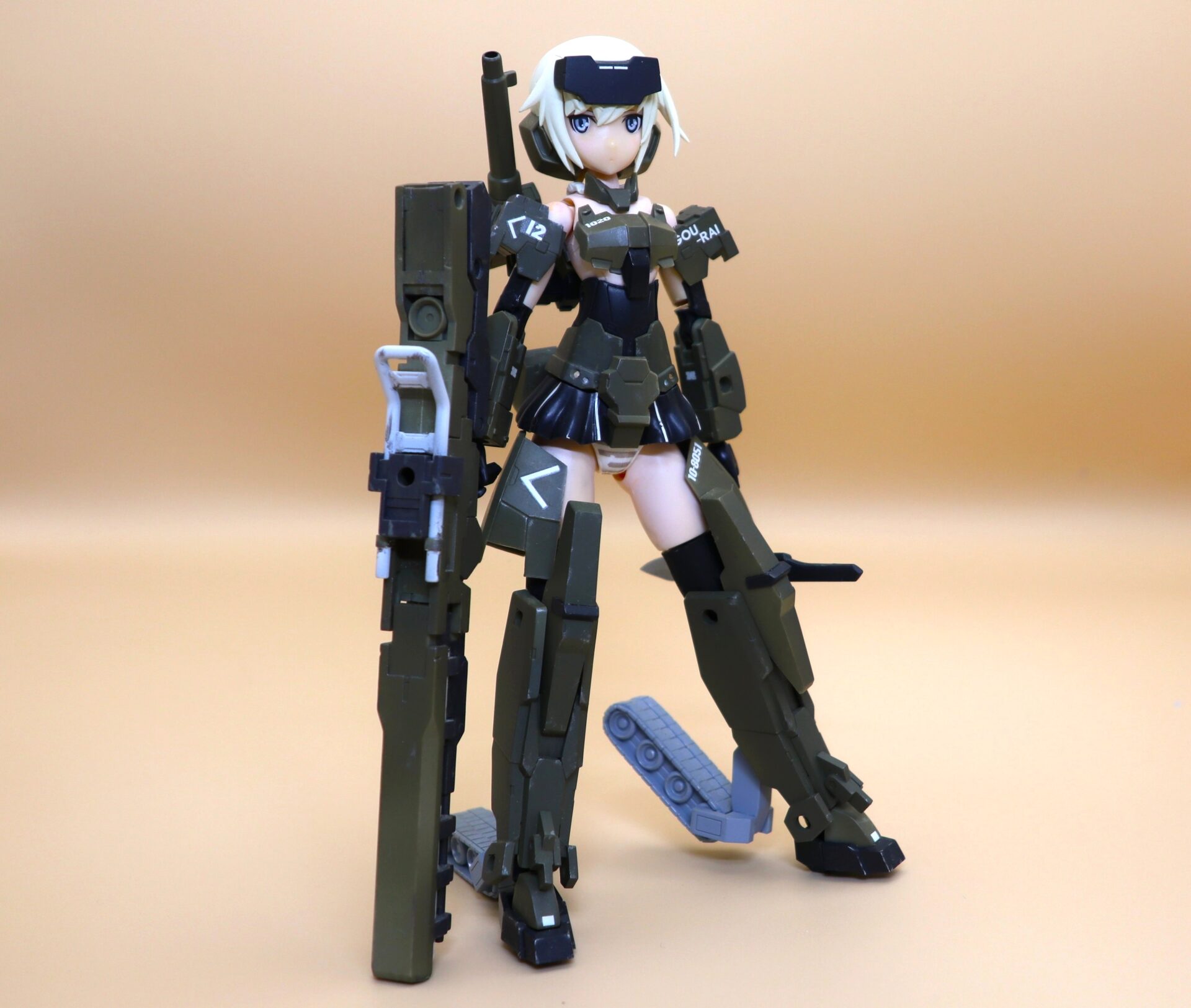 Completed Frame Arms Girl Gourai full-body front view on a simple background.