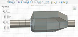Extruding torpedo tubes and checking clearance against the launcher body in Fusion 360.