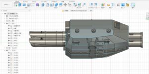 Half-build completion before mirroring, locking the rotation reference in Fusion 360.
