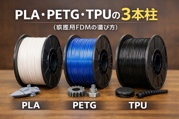 3Dプリンター用フィラメントはPLA・PETG・TPUでほぼOK：選び方とTPU初回テスト手順