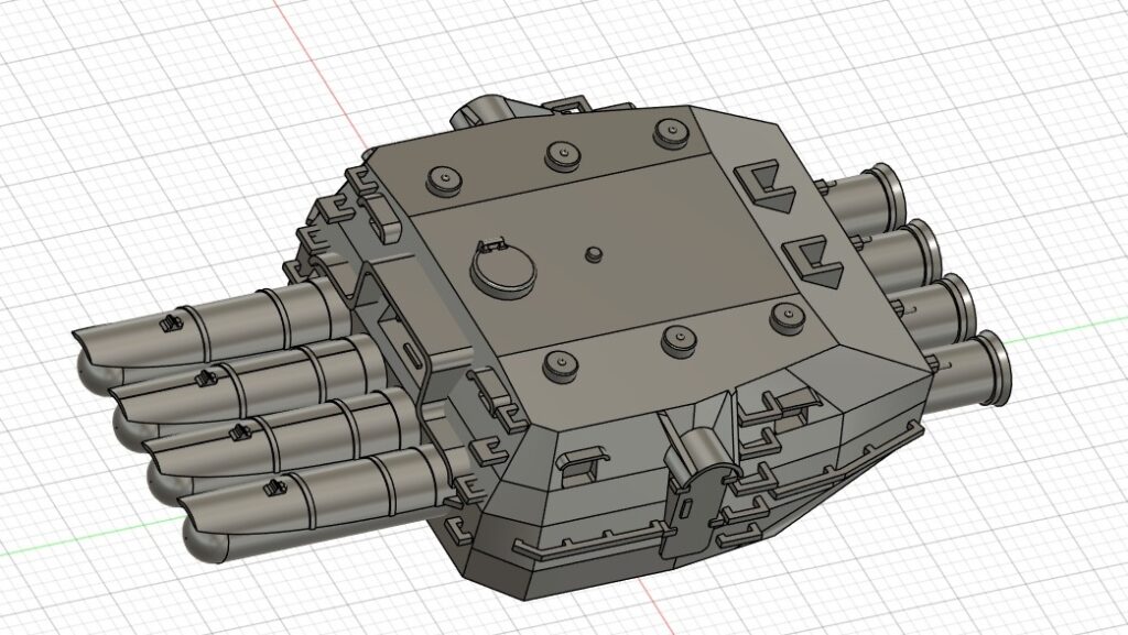 Finished rotating torpedo launcher model (Yukikaze build) designed for movable traversal.(Destroyer Yukikaze)