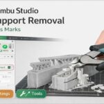Bambu Studio support removal thumbnail showing support interface settings and tools to remove supports with fewer marks on FDM prints.