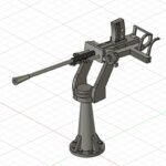 Fusion 360 CAD model of the Type 96 25mm single mount anti-aircraft gun for the 1/150 IJN destroyer Yukikaze (detailed 3D modeling)