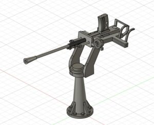 Fusion 360 CAD model of the Type 96 25mm single mount anti-aircraft gun for the 1/150 IJN destroyer Yukikaze (detailed 3D modeling)