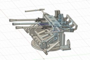 Fusion 360 CAD model of the Type 96 25mm triple mount anti-aircraft gun for the 1/150 IJN destroyer Yukikaze (detailed assembly modeling)