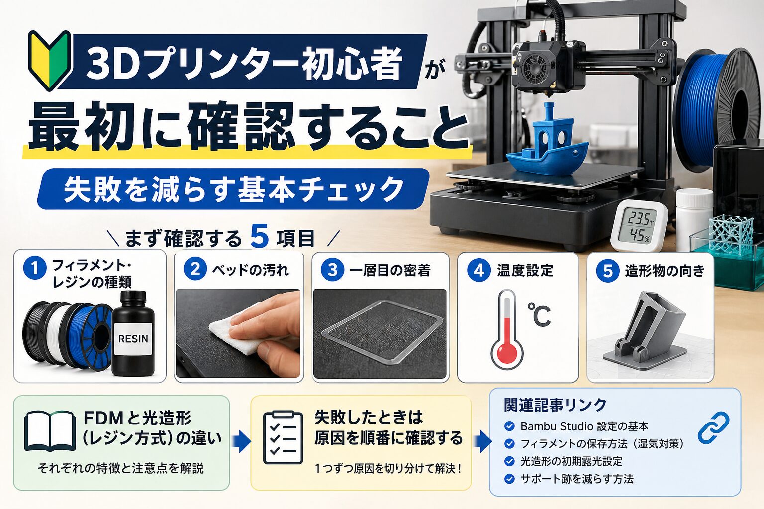 3Dプリンター初心者が確認すること｜最初の失敗を減らす基本チェック