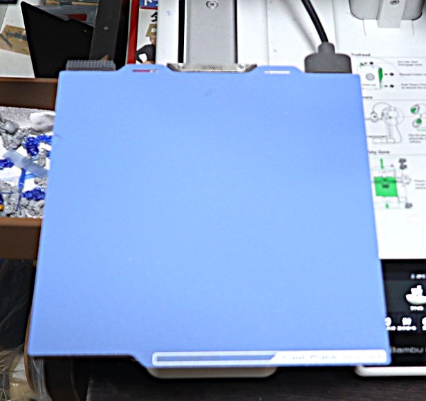 Blue Cool Plate UltraTack installed on a Bambu Lab A1 3D printer