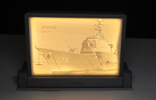 Illuminated lithophane display featuring the JMSDF destroyer Kongo at Okahobi 2026