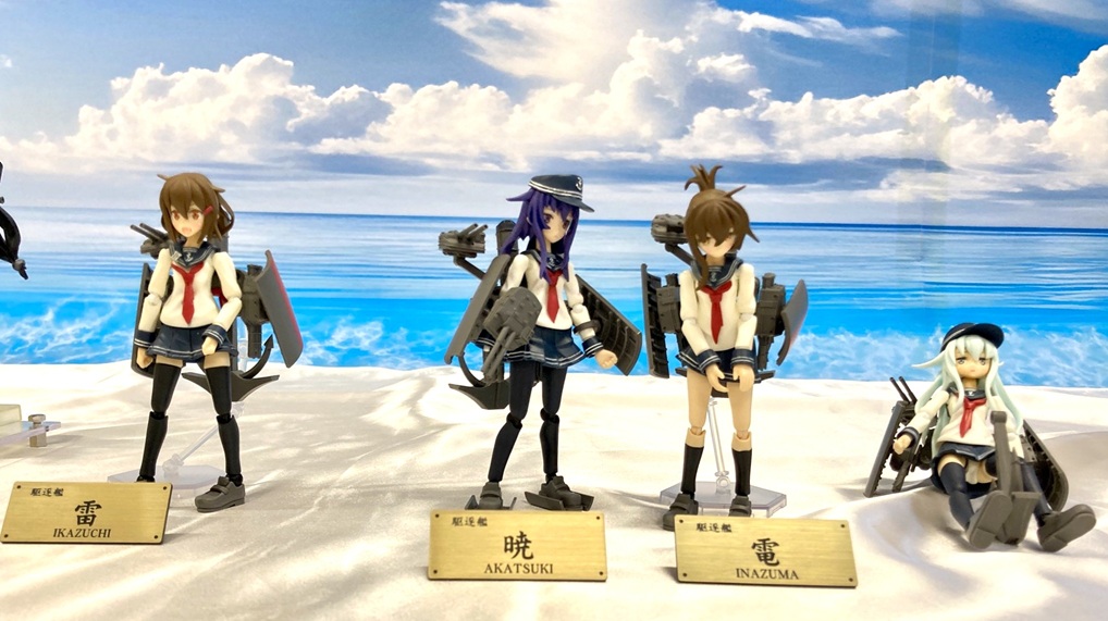 Kantai Collection 6th Destroyer Division figures Hibiki, Akatsuki, Inazuma and Ikazuchi by Reikan displayed at Okahobi 2026